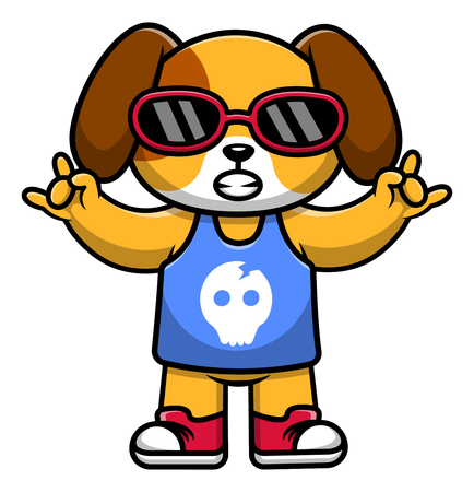 Dog Wearing Jersey And Glasses  Illustration