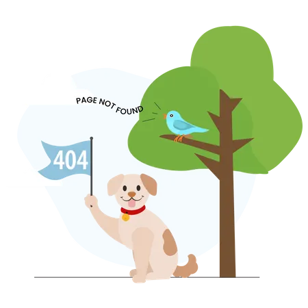 Dog With 404 Flag  Illustration