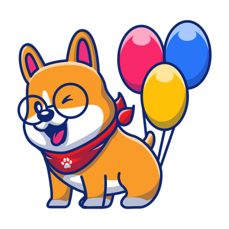 Dog with balloon  Illustration