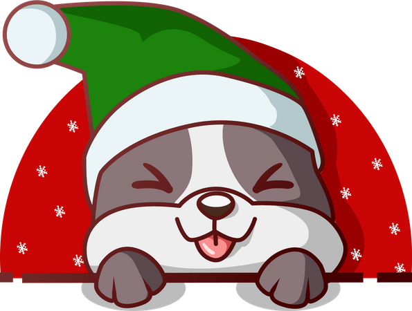 Dog with Christmas hat  Illustration