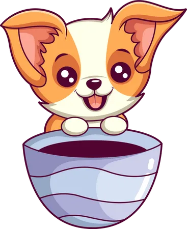 Dog With Cup  Illustration