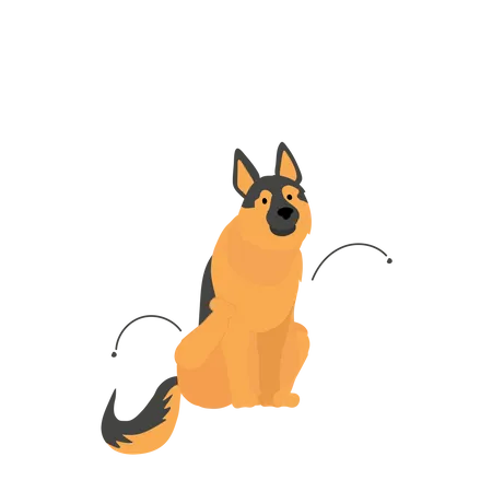 Dog With Skin Parasites  Illustration