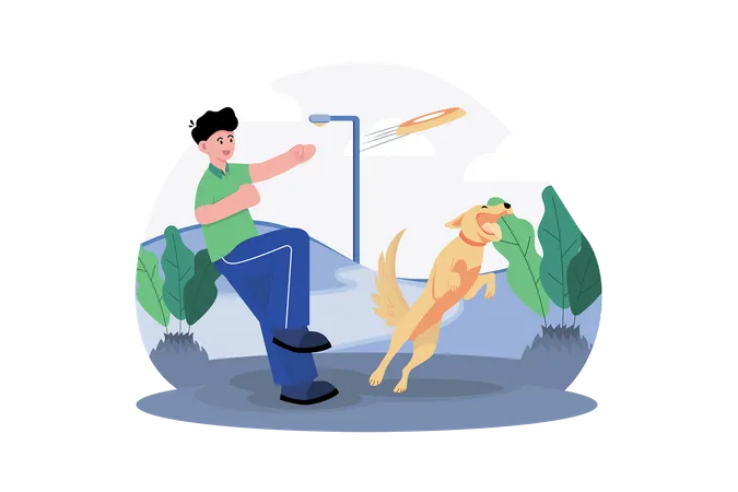 Dogs And Owners In The Park Illustration