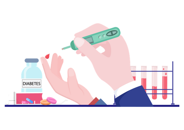 Doing blood sugar test  Illustration