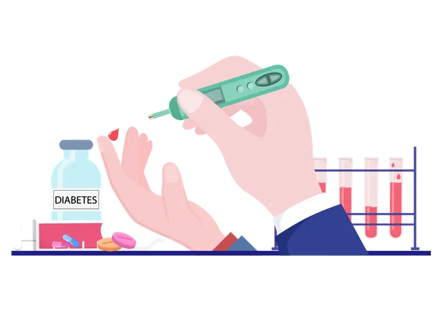 Doing blood sugar test  Illustration