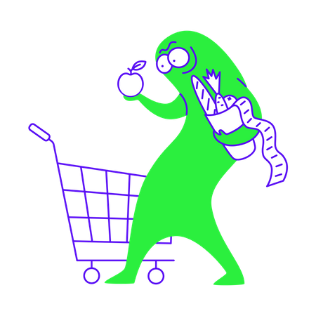 Doing grocery shopping  Illustration