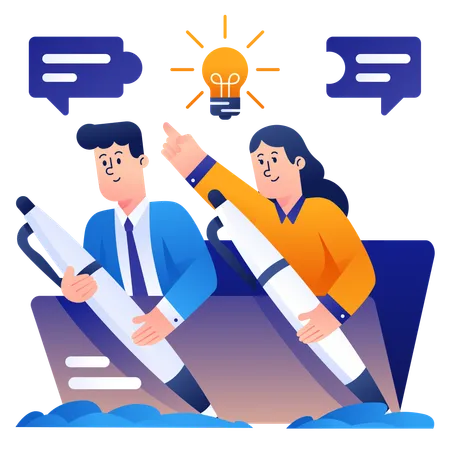 An Illustration Of Doing Partnership And Reaching Goals Illustration