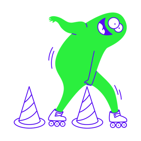 Doing roller skating  일러스트레이션