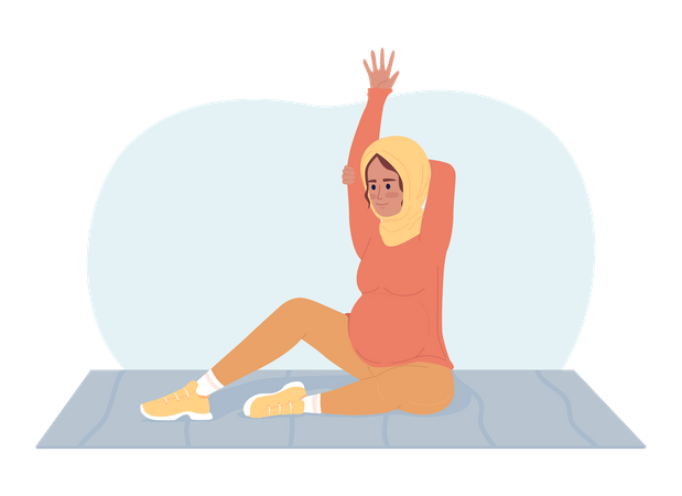 Doing stretches during pregnancy  Illustration