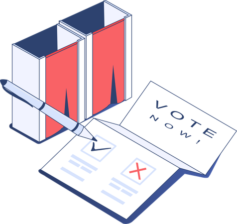 Doing tick mark on voting paper  Illustration