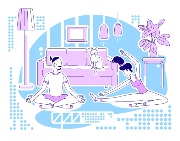 Doing yoga together  Illustration