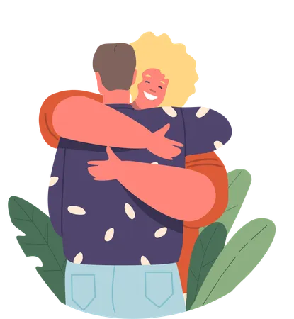 Dois amigos do sexo masculino compartilham um abraço caloroso  Ilustração