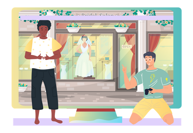 Dois caras brincando de vida familiar  Ilustração