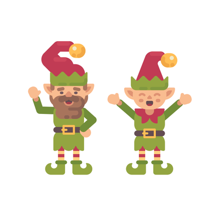 Dois lindos duendes de Natal  Ilustração