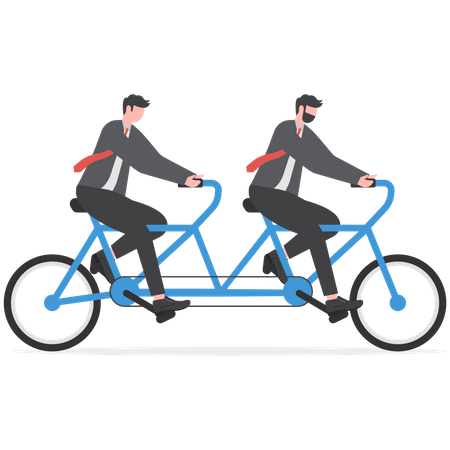 Dois empresários andando de bicicleta para o sucesso  Ilustração