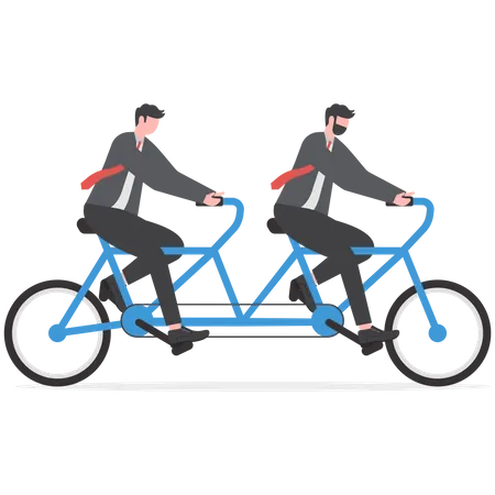 Dois empresários andando de bicicleta para o sucesso  Ilustração