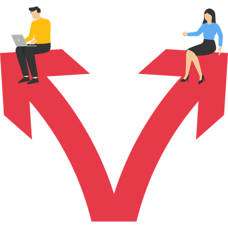 Dois empresários têm opiniões diferentes  Ilustração