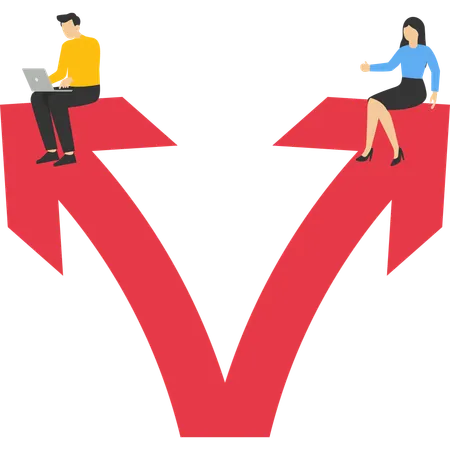 Dois empresários têm opiniões diferentes  Ilustração