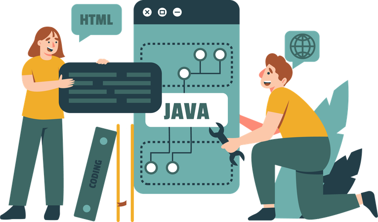 Dois programadores discutindo  일러스트레이션