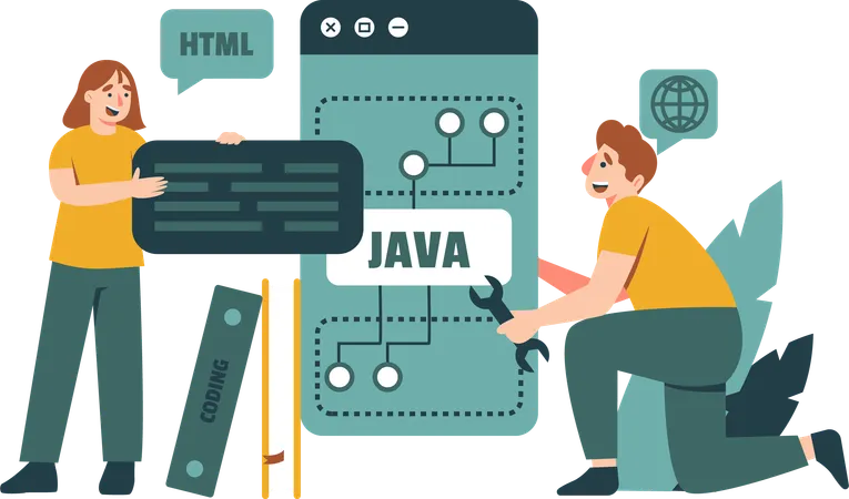 Dois programadores discutindo  일러스트레이션