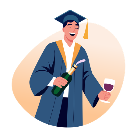 Doktorand lässt Champagner knallen  Illustration