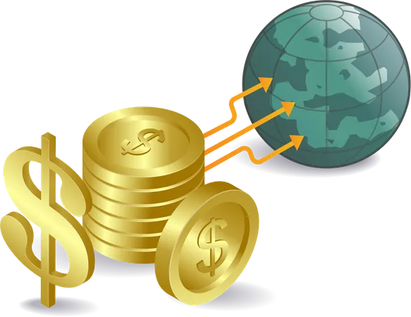 Dólar e globo  Ilustração