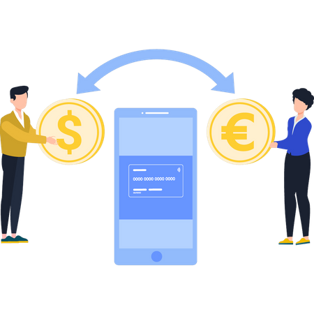 Dólares Convertidos En Euros  Illustration