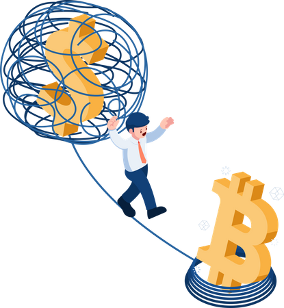 Dollar and Bitcoin Illustration