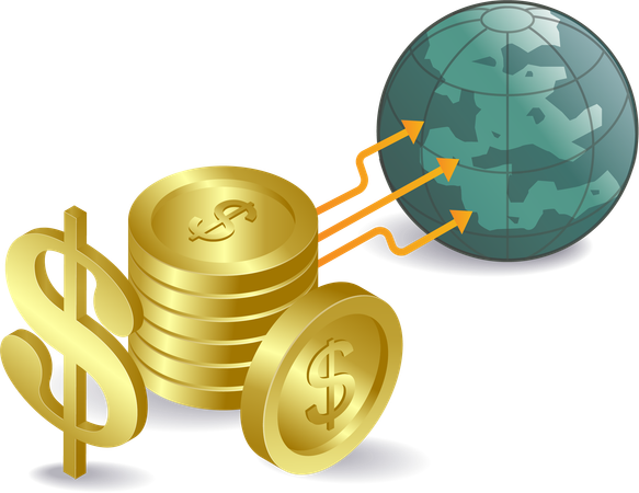 Dollar and globe  Illustration