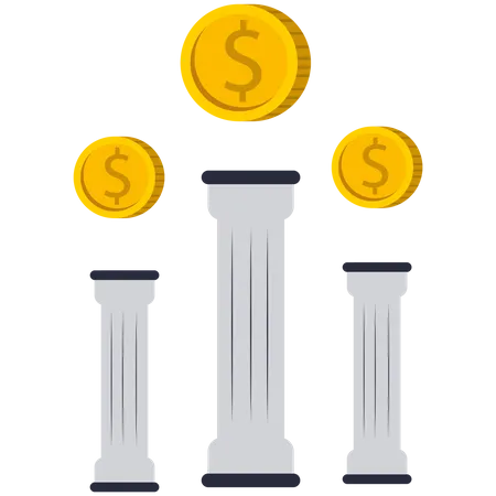 Dollar coin on a roman pillar  Illustration