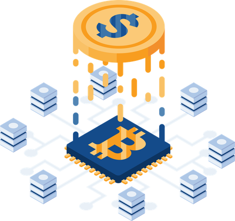 Dollar Coin Transition to Bitcoin  Illustration