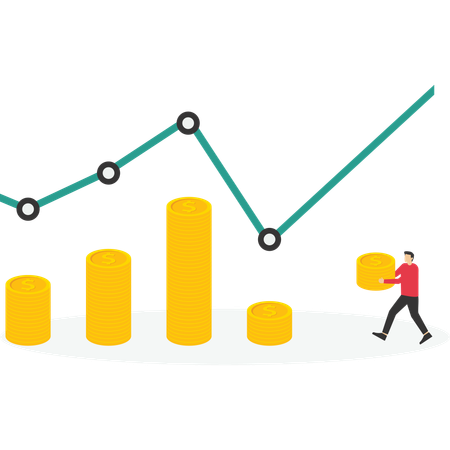 Dollar Cost Average investment strategy to put same amount of money every month to earn more wealth  Illustration