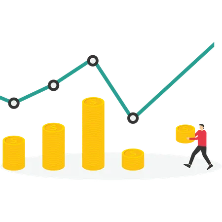 Dollar Cost Average investment strategy to put same amount of money every month to earn more wealth  Illustration