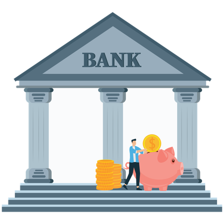 Dollar Deposit into Bank – Money Management  Illustration