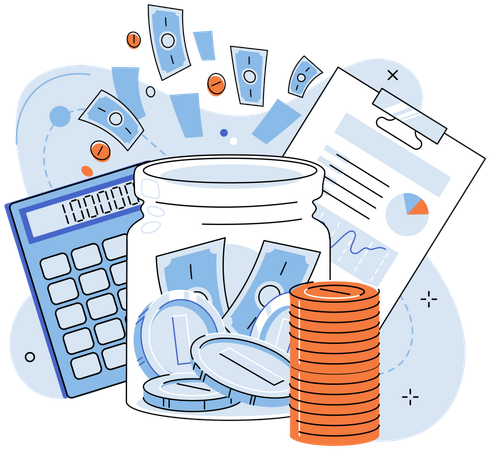 Dollar in Spardose sparen  Illustration