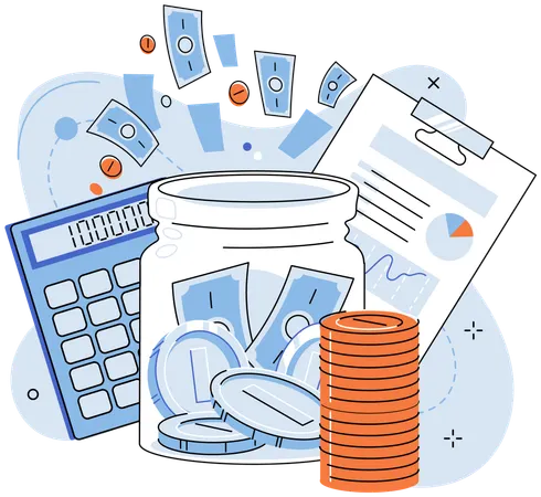 Dollar in Spardose sparen  Illustration