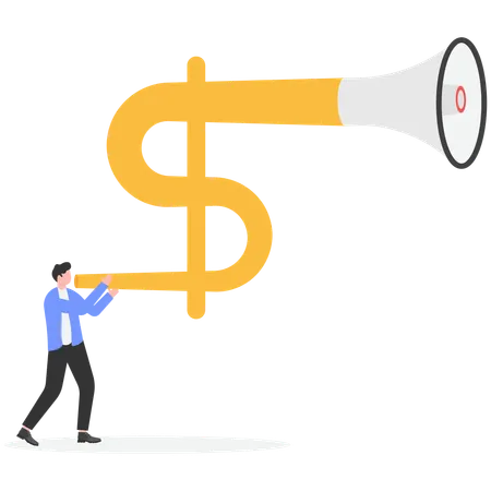 Dollar megaphone marketing  Illustration