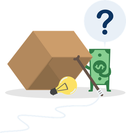 Dollar money wondering about box trap Illustration