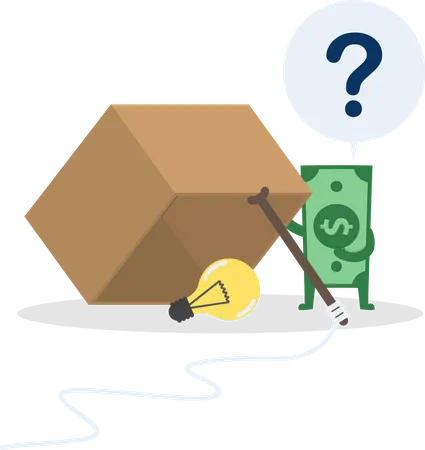 Dollar money wondering about box trap Illustration