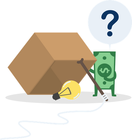 Dollar money wondering about box trap  Illustration