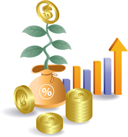 Dollar plant with profit  Illustration