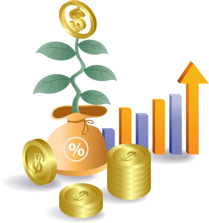 Dollar plant with profit  Illustration