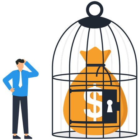 Dollar sack in the cage  Illustration