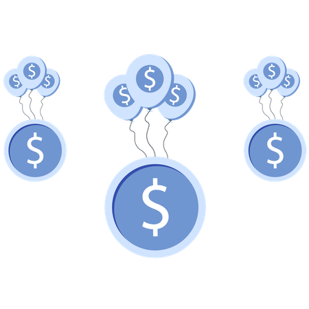 Dollar Sign Balloons Floating Against Finance  Illustration