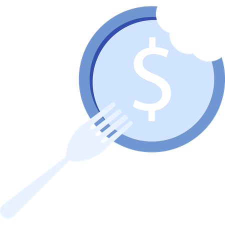 Dollar Sign Coin Being Eaten with Fork  Illustration