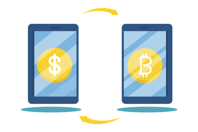 Dollar to bitcoin exchange  Illustration