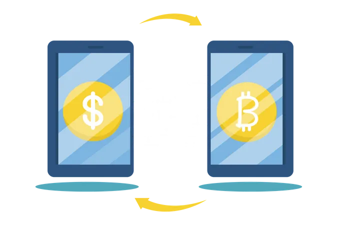 Dollar to bitcoin exchange  Illustration