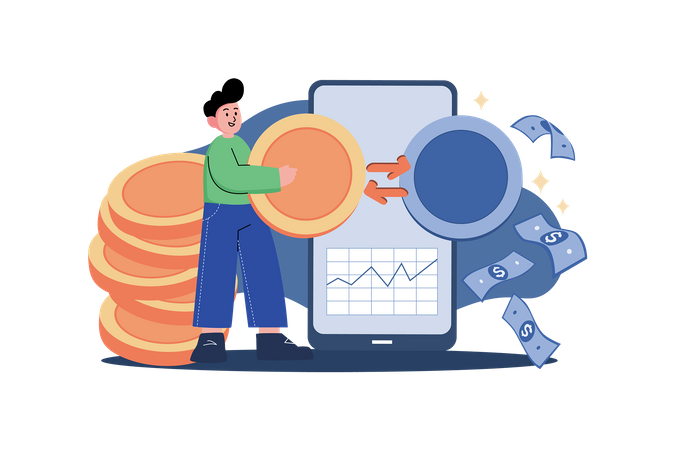 Dollar to Bitcoin swap  Illustration