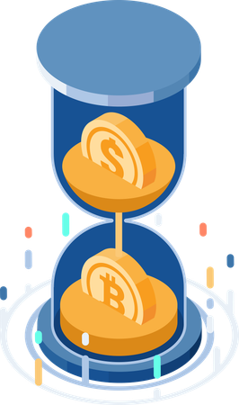Dollar Turned into Bitcoin Inside Hourglass  イラスト
