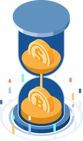 Dollar Turned into Bitcoin Inside Hourglass  Illustration